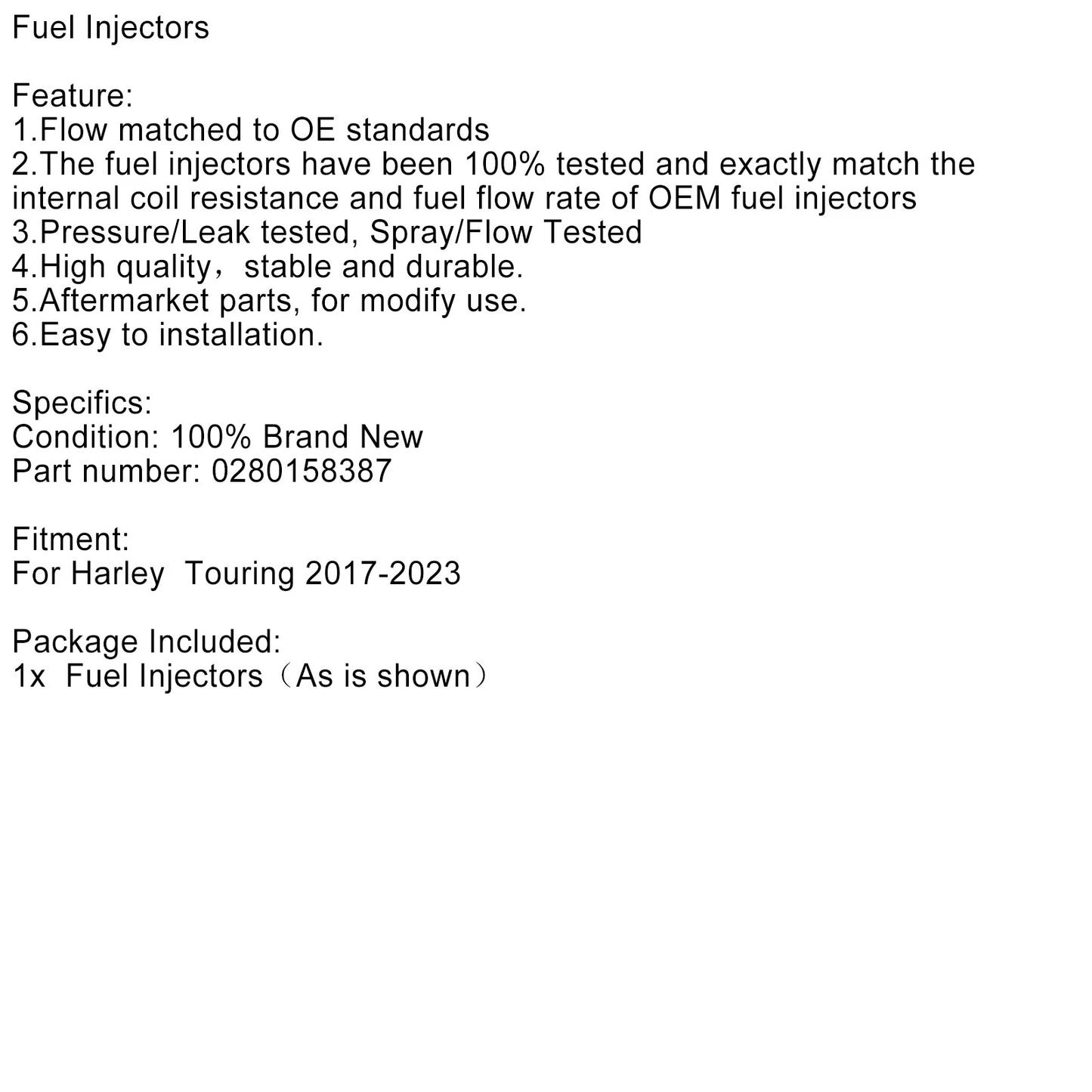 Fuel Injectors for Harley Touring FLHXSE CVO Street Glide (2017-2023)