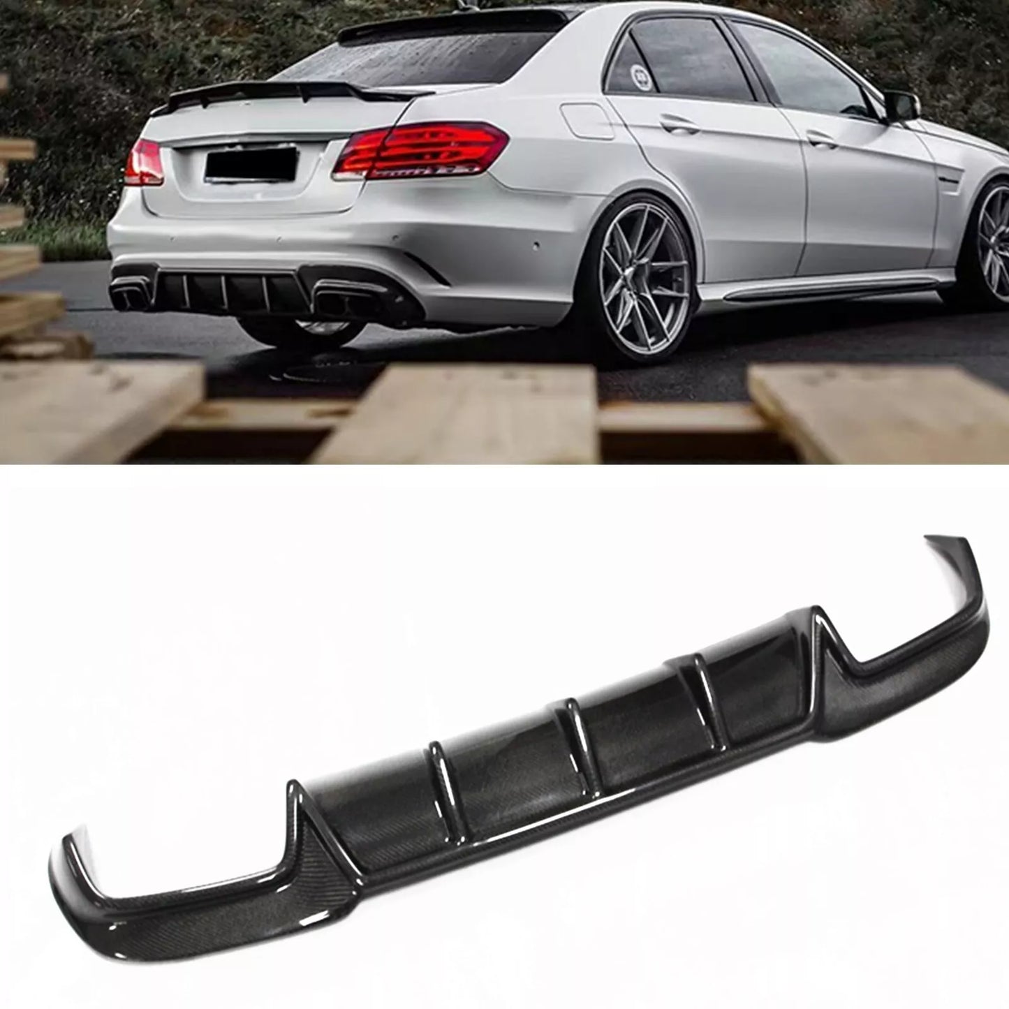 Rear Bumper Diffuser Lip for Benz W212 E63 AMG (2013-2016)