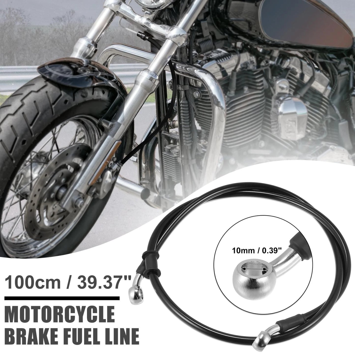 100cm 39.37" 10mm Braided Brake Clutch Oil Hoses Line Pipe for Motorcycle ATV