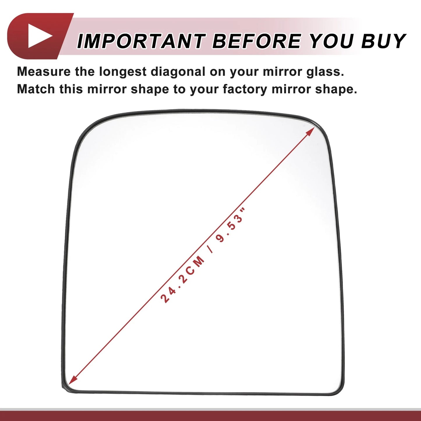 Heated Right Passenger Side Upper Tow Mirror Glass Replacement for Dodge