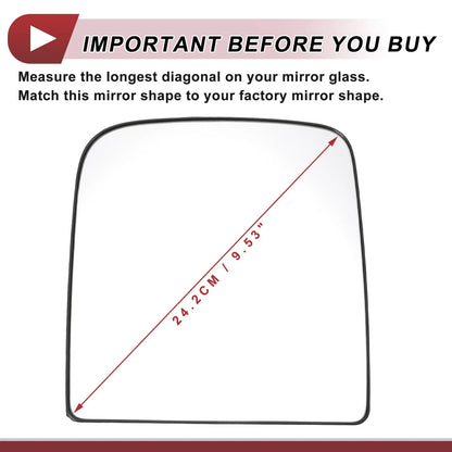 Heated Right Passenger Side Upper Tow Mirror Glass Replacement for Dodge