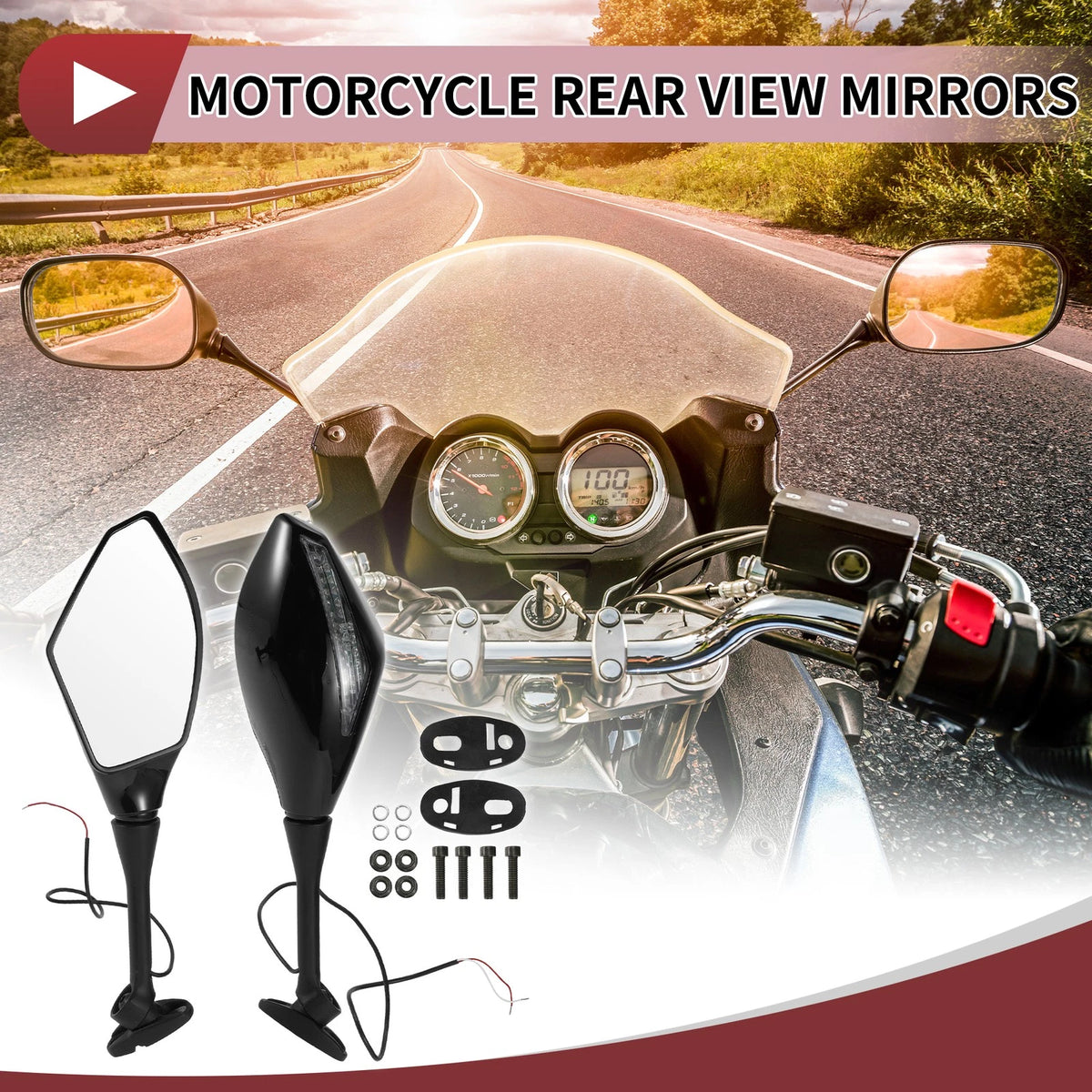 1 x Rear View Mirrors Black Aluminum for Honda CBR600RR (2003–2014)