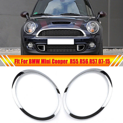 Headlight Trim Ring Covers 2x for Mini Cooper R55 R56 (2007-2015) Chrome