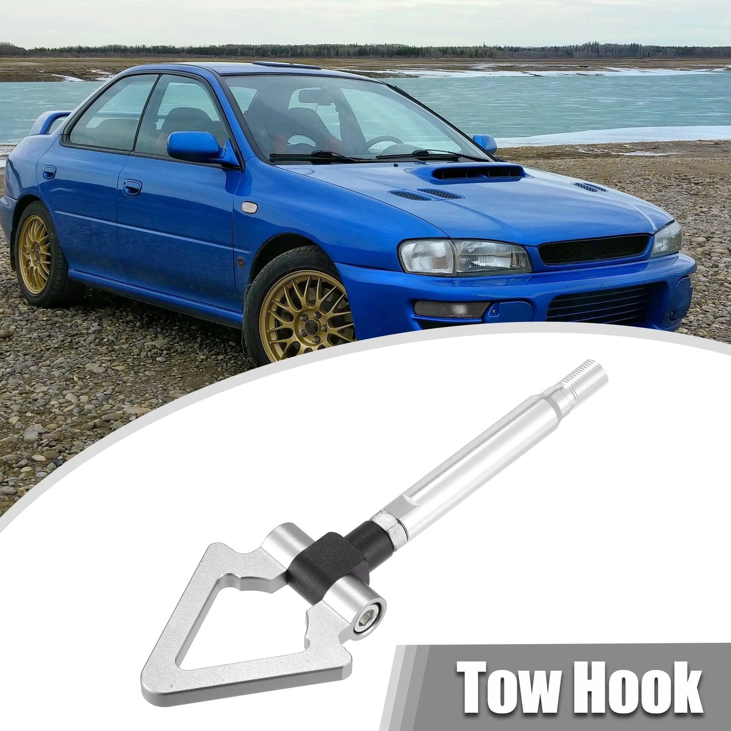 Silver Tone Front Bumper Trailer Ring Towing Hook Triangle Shape for Subaru