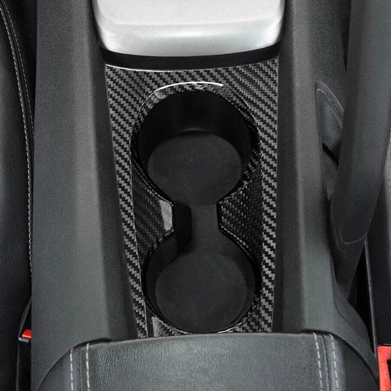 Carbon Fiber Water Cup Holder Panel Cover Trim for Chevrolet Camaro 2010-2015