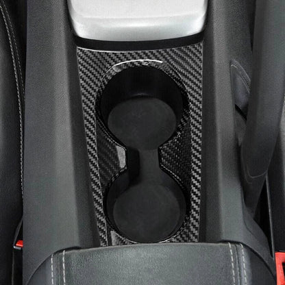 Carbon Fiber Water Cup Holder Panel Cover Trim for Chevrolet Camaro 2010-2015