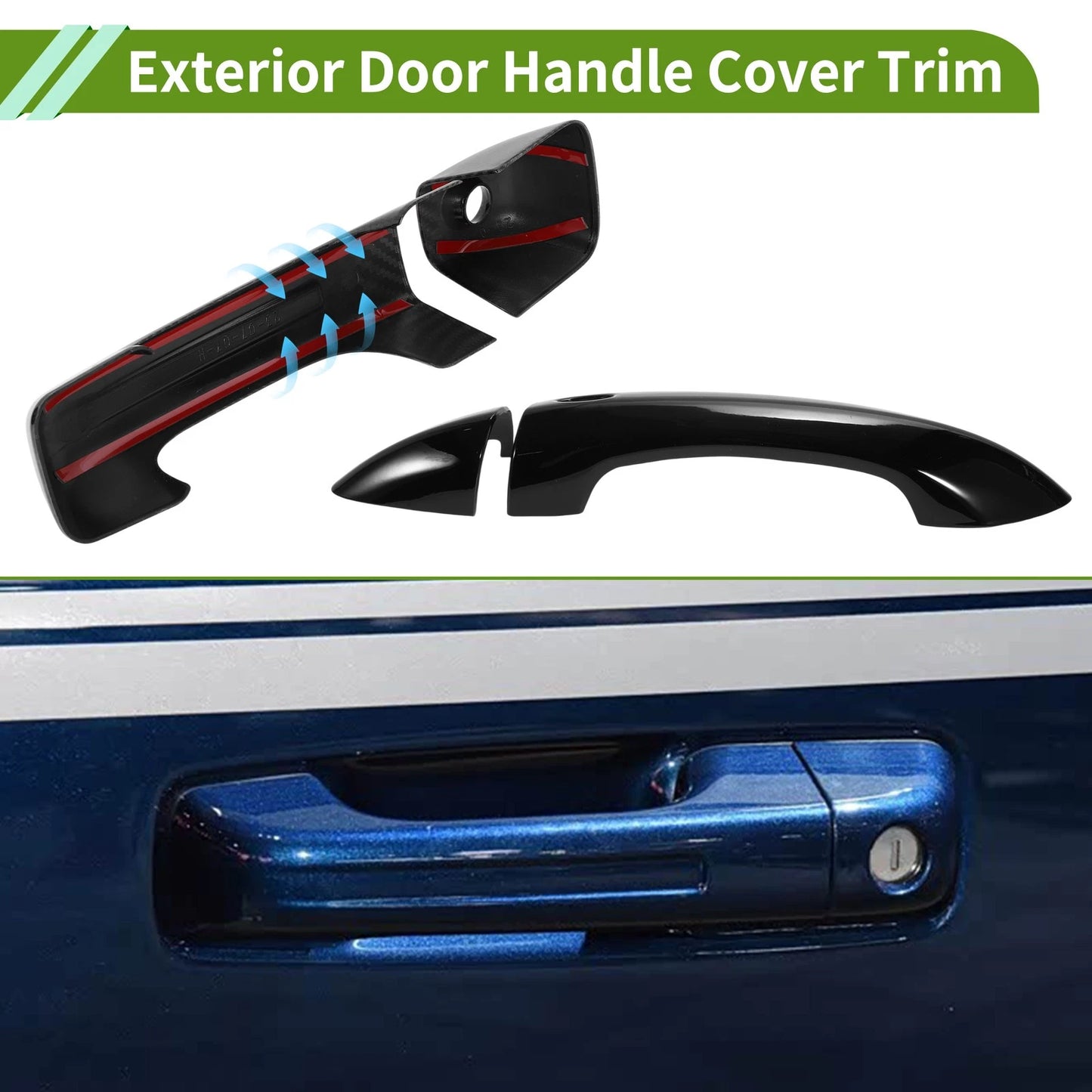 Exterior Door Handle Cover Trim for Dodge Ram 1500 (2019-2024) Carbon Fiber