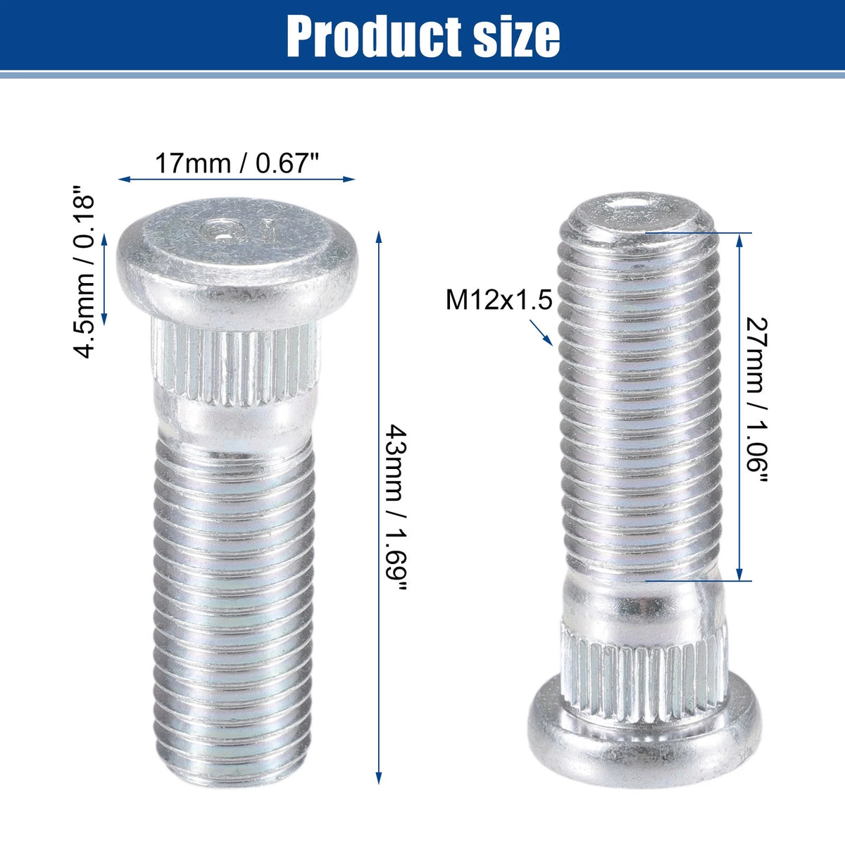 20 x M12x1.5 Front/Rear Wheel Lug Stud for Honda Accord City