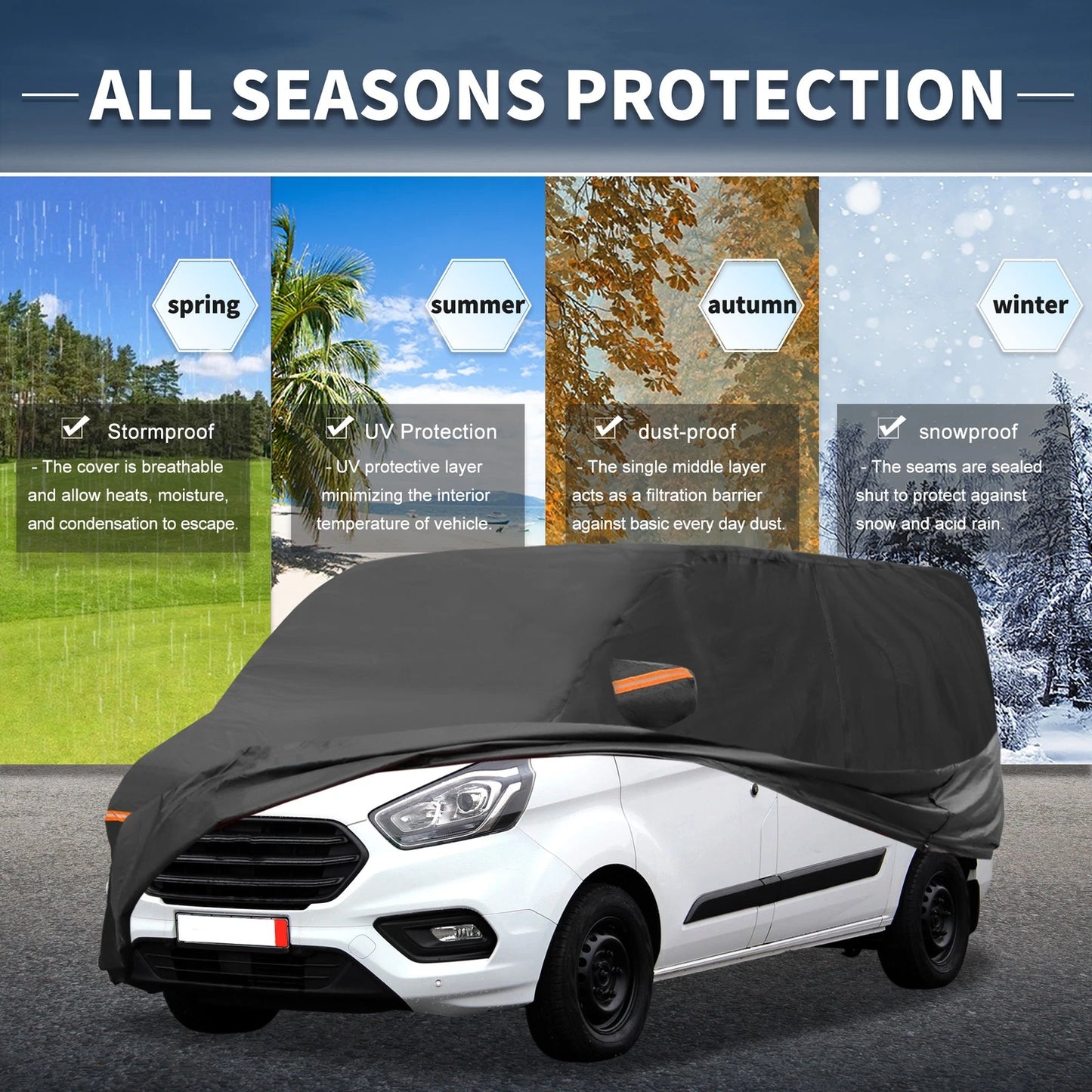 Waterproof 210D-PU Car Cover for Ford Transit (2015-2023)
