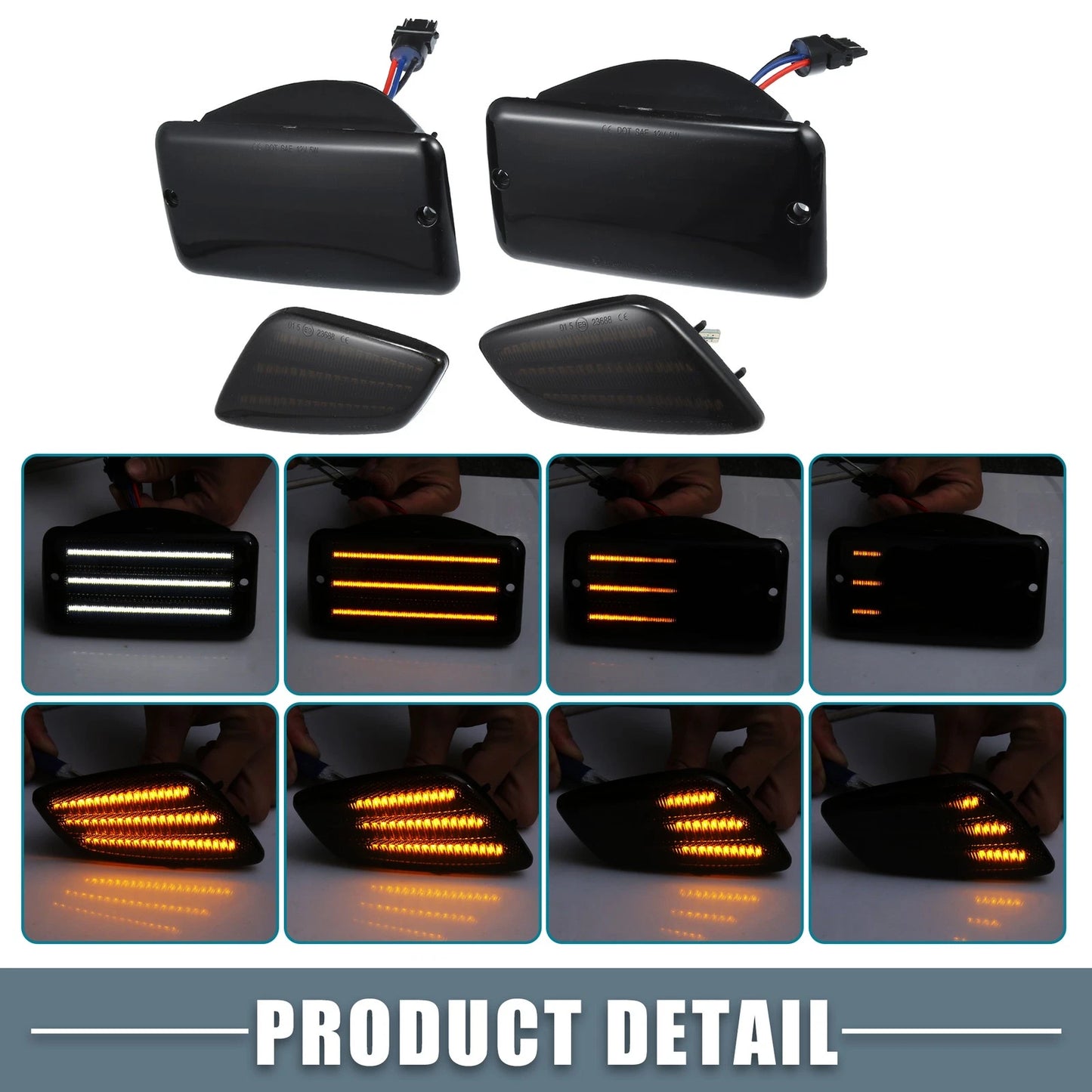 Smoked Lens LED Side Marker Lights for Jeep Wrangler (2007-2018)