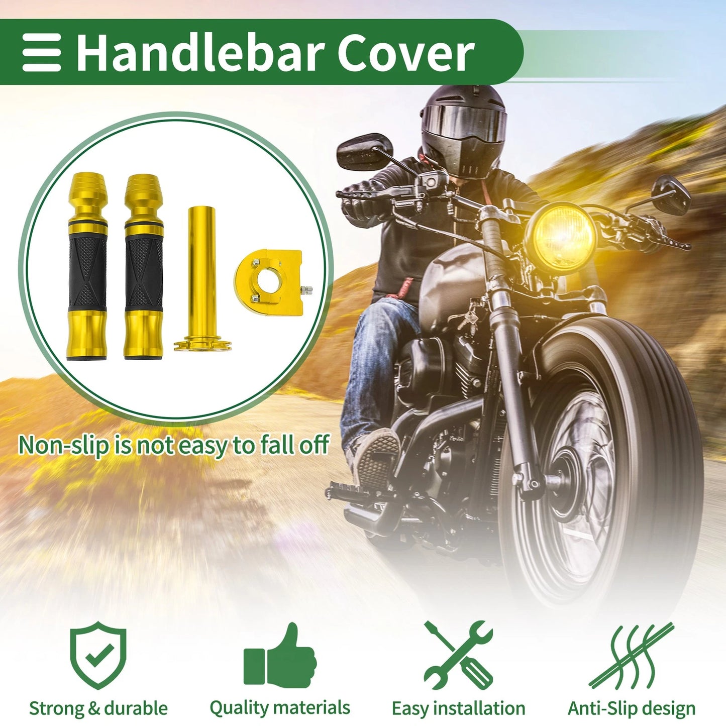 Handlebar Hand Grips Side Wine Glass Pattern Cover Kit for Motorcycle