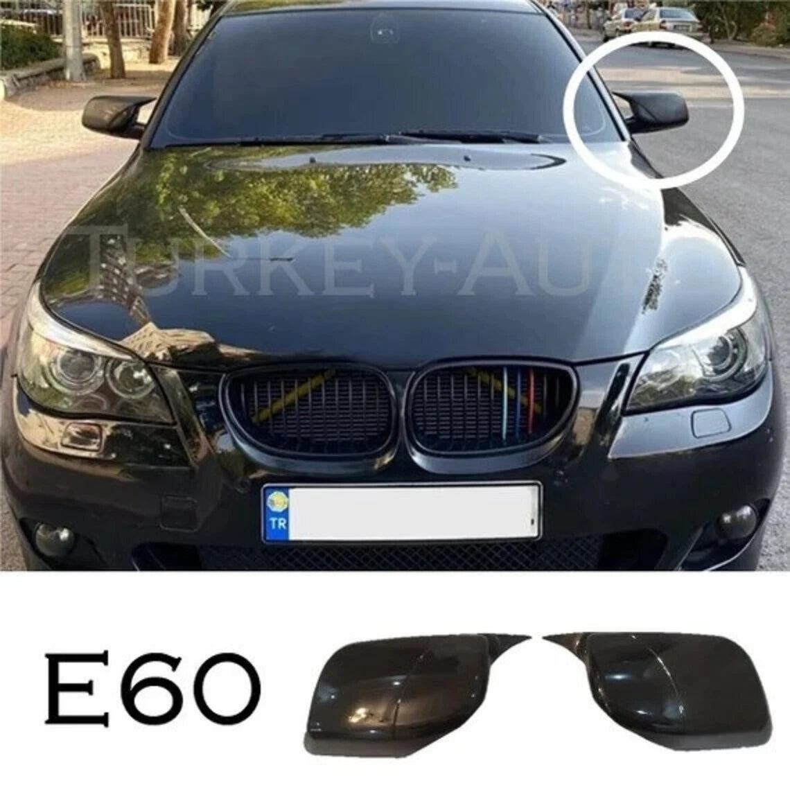 2 Piece Side View Mirror Covers for BMW E60 5 Series (2005-2010) Gloss Black