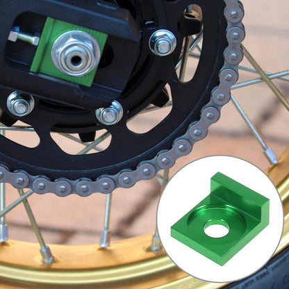 Chain Adjuster Block Tensioner Green Metal 2 x 12mm Hole Dia for Motorcycle