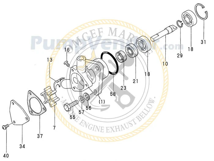 Yanmar Marine 1GM Engine Cooling Pump Repair Kit