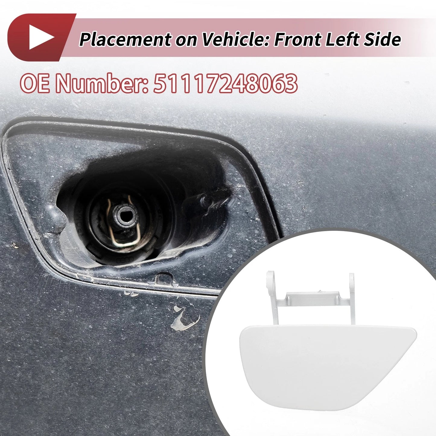 Front Left Washer Nozzle Cover for BMW 535i GT (2010-2017) - White
