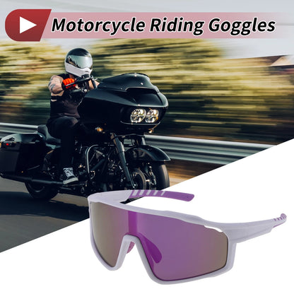 1 x Motorcycle Goggles Purple Lens White Frame Triacetyl Cellulose for Motorcycle