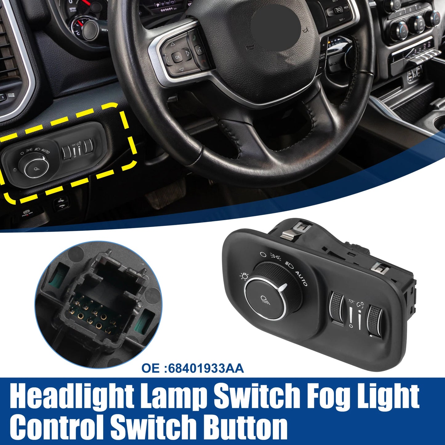 Headlight Lamp Switch Button for Dodge RAM 1500 2500 3500 No.68401933AA
