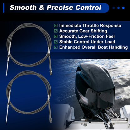 2 x 10FT Gen1 Boat Outboard Throttle Shift Cable for Mercury Engine CC179
