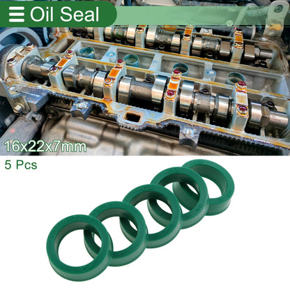 Oil Seal Rotary Shaft Seal TPU 16x22x7mm High Pressure Green 5 Pcs