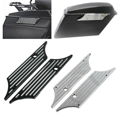 Black/Chrome Hard Saddlebags Latch Covers for Harley Touring Road Glide (93-13)