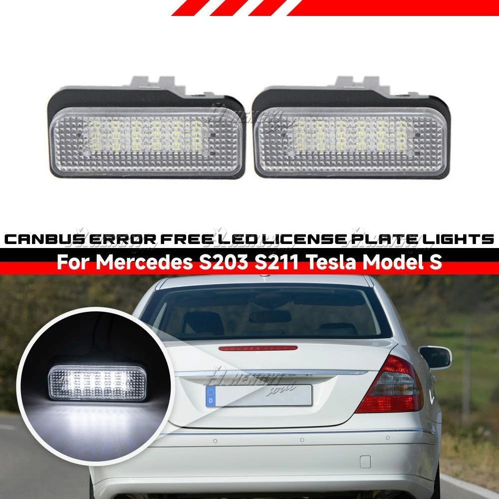 White LED License Plate Lights Lamp for MB R171 W203 W211 W219 (2004–2010)