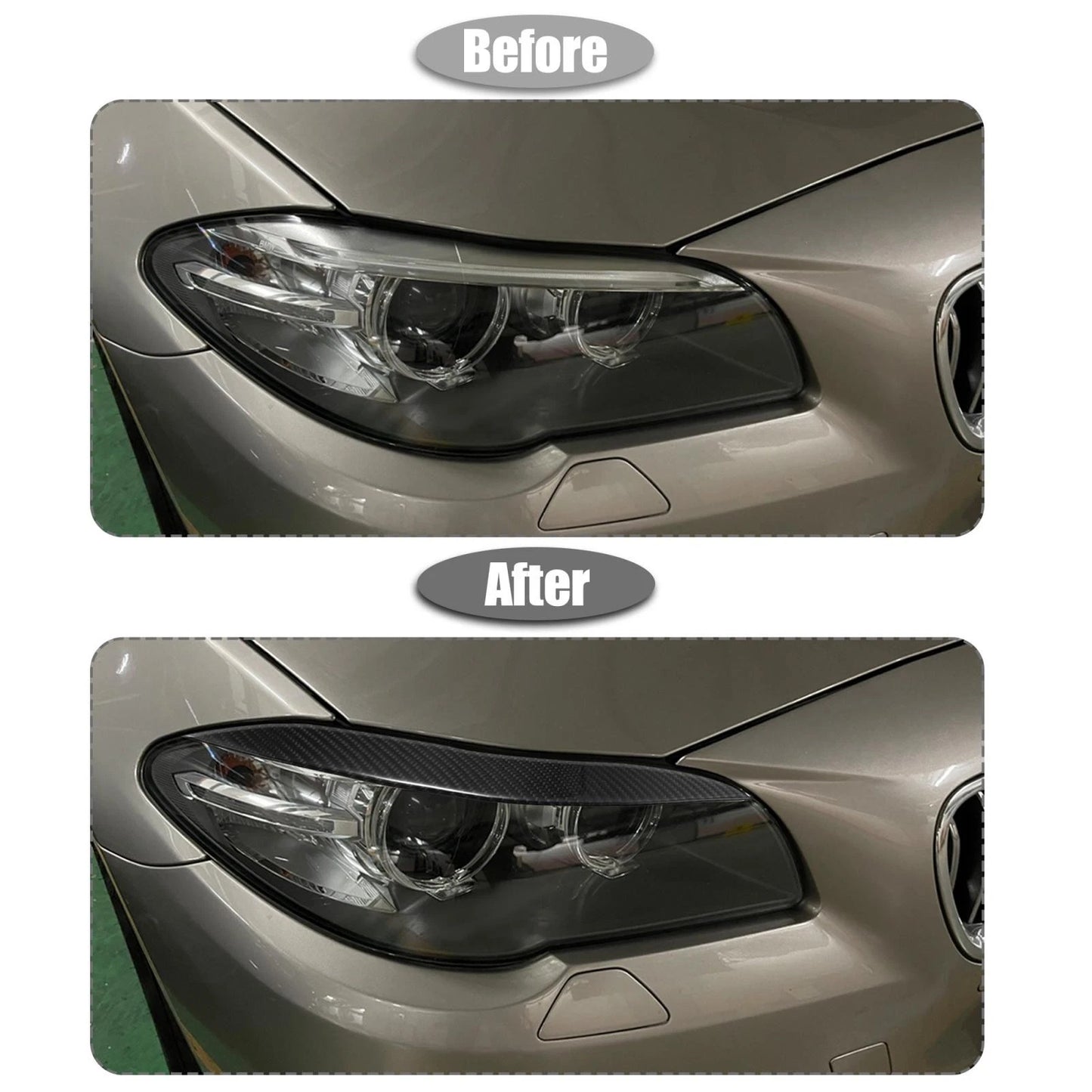 Headlight Eyebrow Cover Stickers for BMW F10 Carbon Fiber (2011-2017)