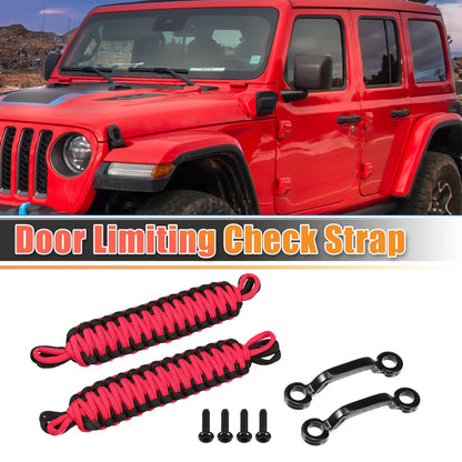 Car Door Limiting Straps Set for Jeep Wrangler JK JL (2018-2023) Black Red