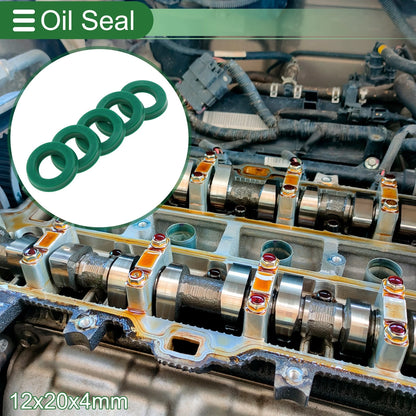Oil Seal 12x20x4mm TPU Rotary Shaft Seal Green 5 pcs