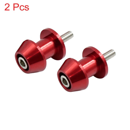 2 x 6mm Red Aluminum Alloy Swingarm Spool Slider Stand Bobbins for Motorcycle
