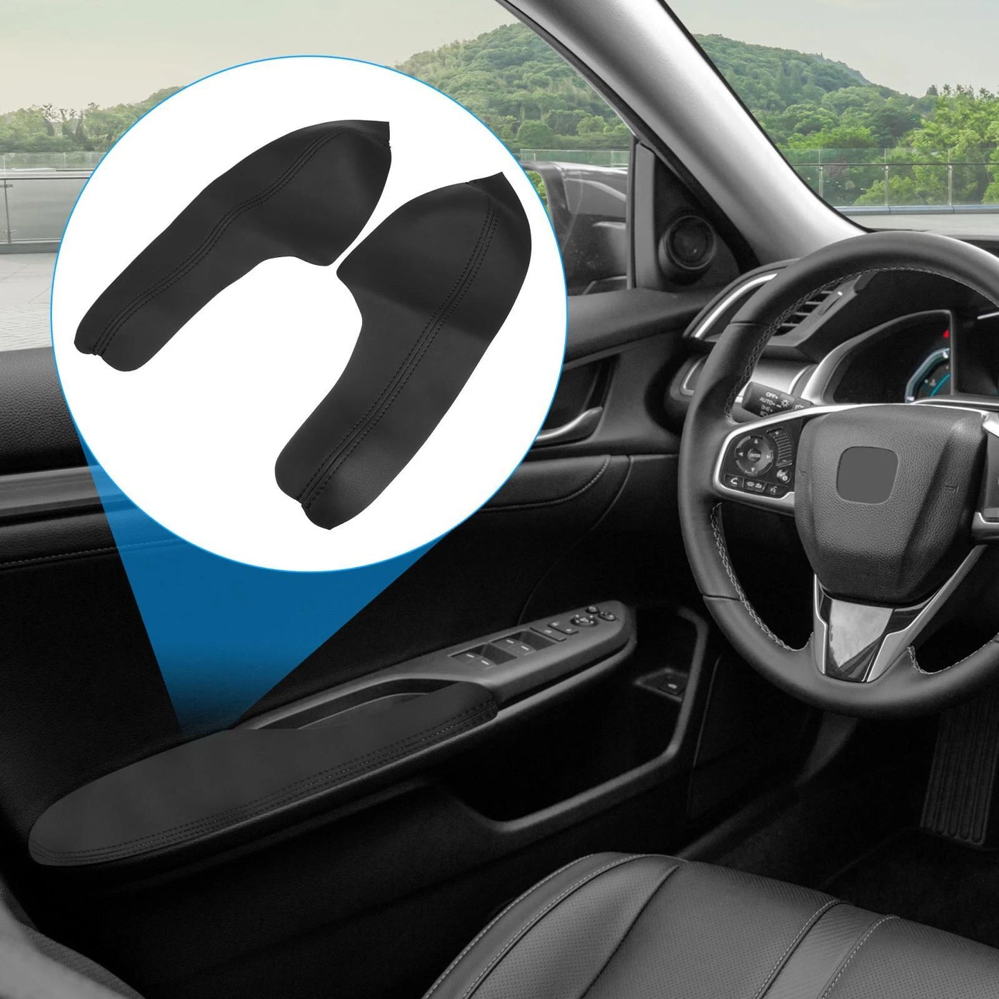 4 Pcs Door Armrest Covers for Honda Civic 10th Gen (2016-2020) Black Line