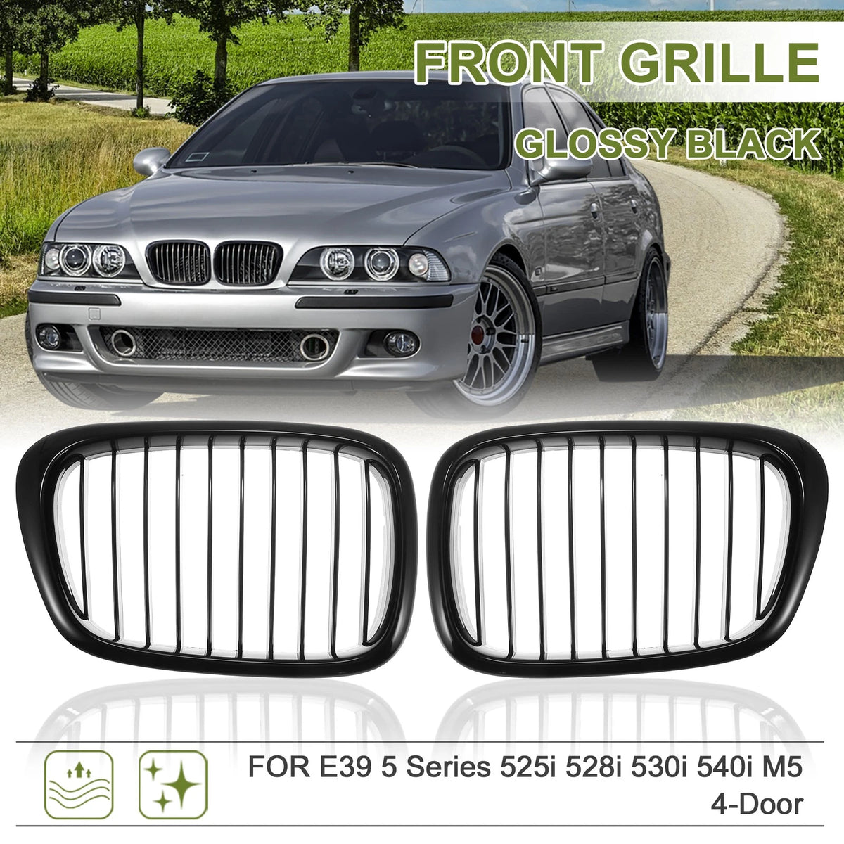 Front Kidney Grille for BMW 528i 540i Base Sedan (1997-1997)