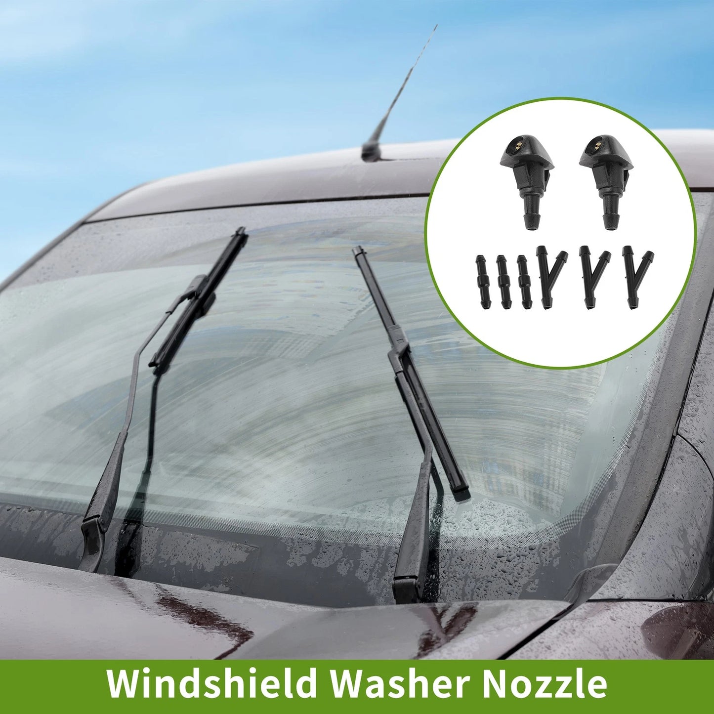 Windshield Washer Nozzle w/ Hose Connector for Honda