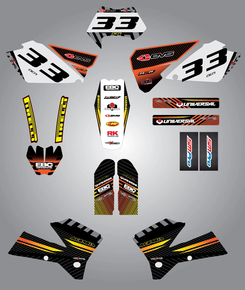Custom Graphic Kit for KTM EXC Series 2005-2007 - Factory Style Stickers