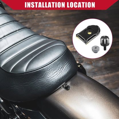 Seat Bolt Screw with Knob Cover Nut Set for Harley Softail Black