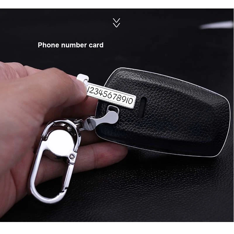 Leather Remote FOB Key Cover Keyless Bag w Keychain for BMW 1 3 4 5 6 X1 X3