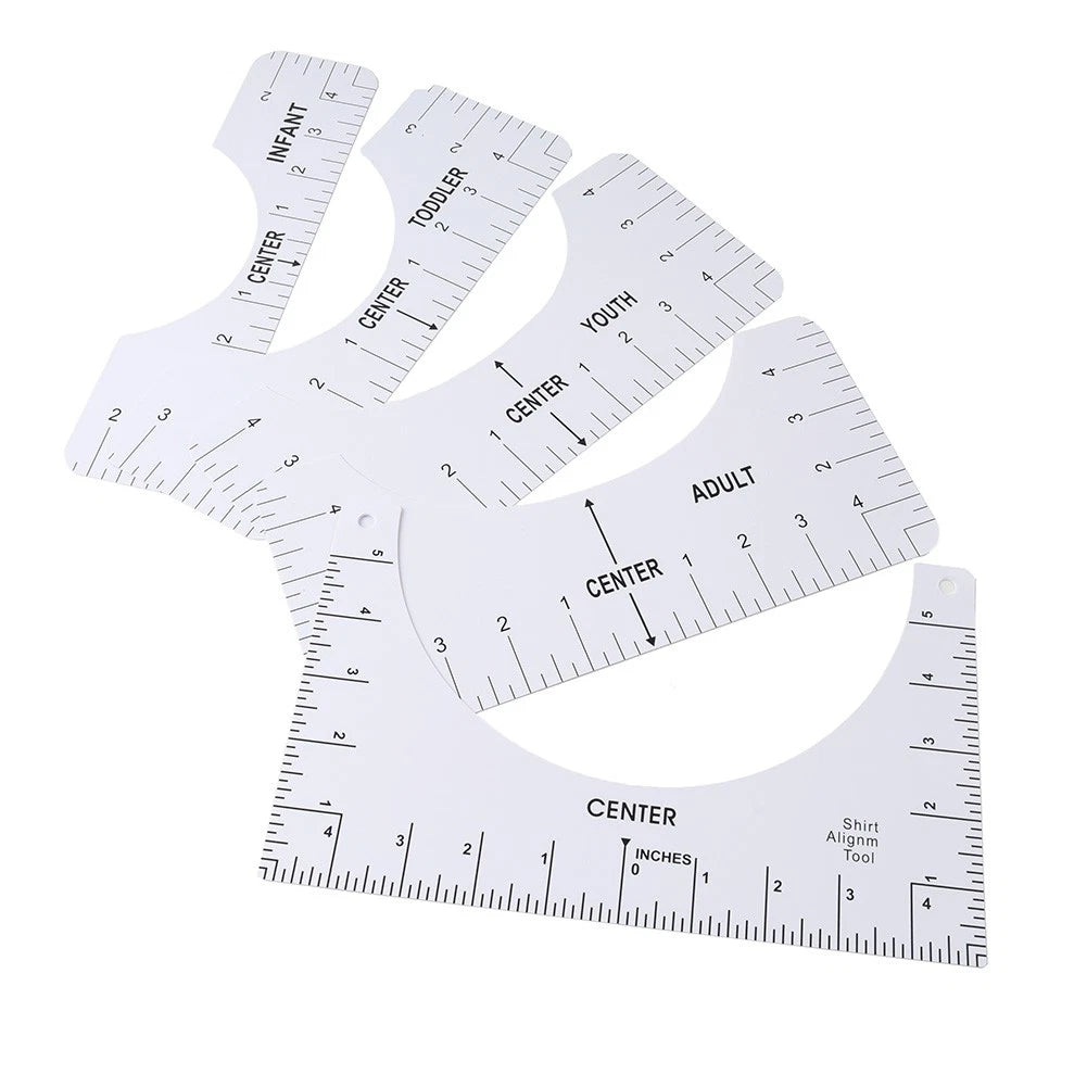 5 x T-Shirt Rulers Guide for Vinyl Alignment Placement