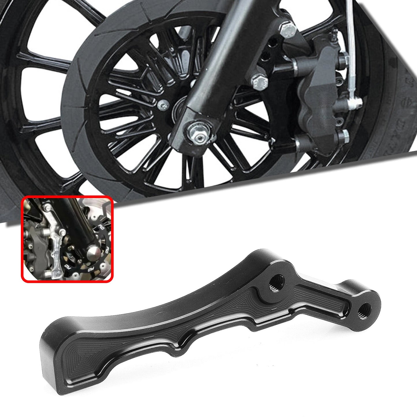 1x Black Front Brake Caliper Bracket Kit for Harley Davidson