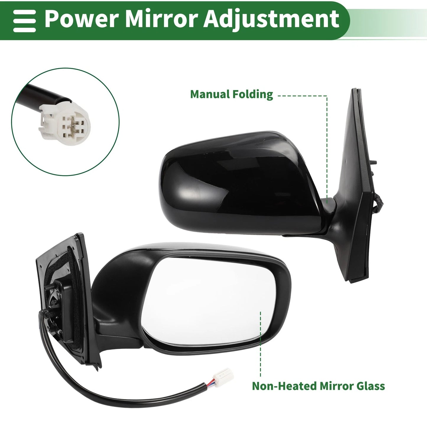 Right Side Door Mirror Manual Folding for Toyota Corolla (2009–2013)