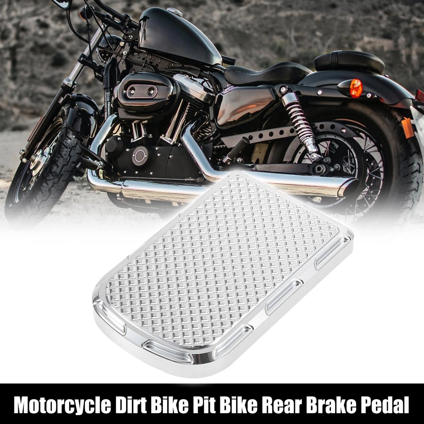 Rear Brake Pedal Step Plate Silver Tone for Harley