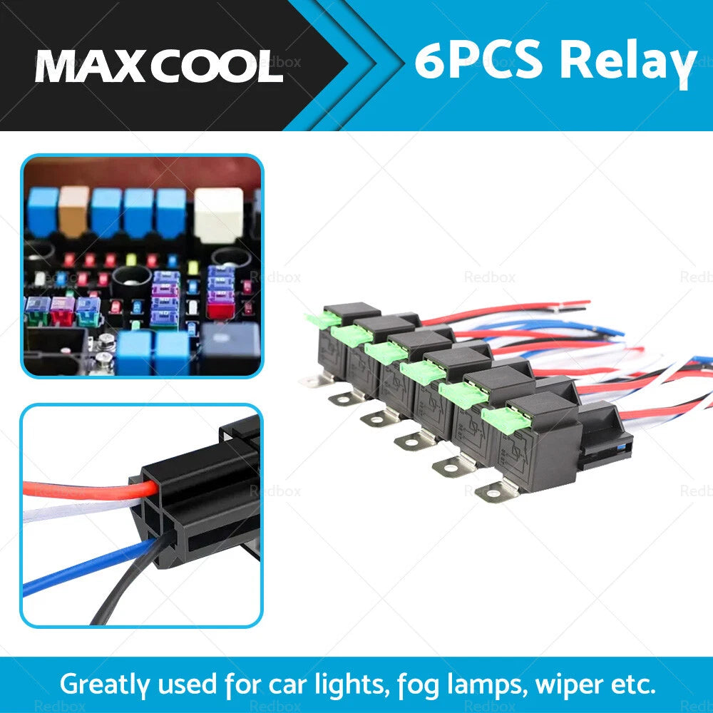 6 x 30AMP 12V Relay 4 PIN Automotive Fused + 30A Fuse