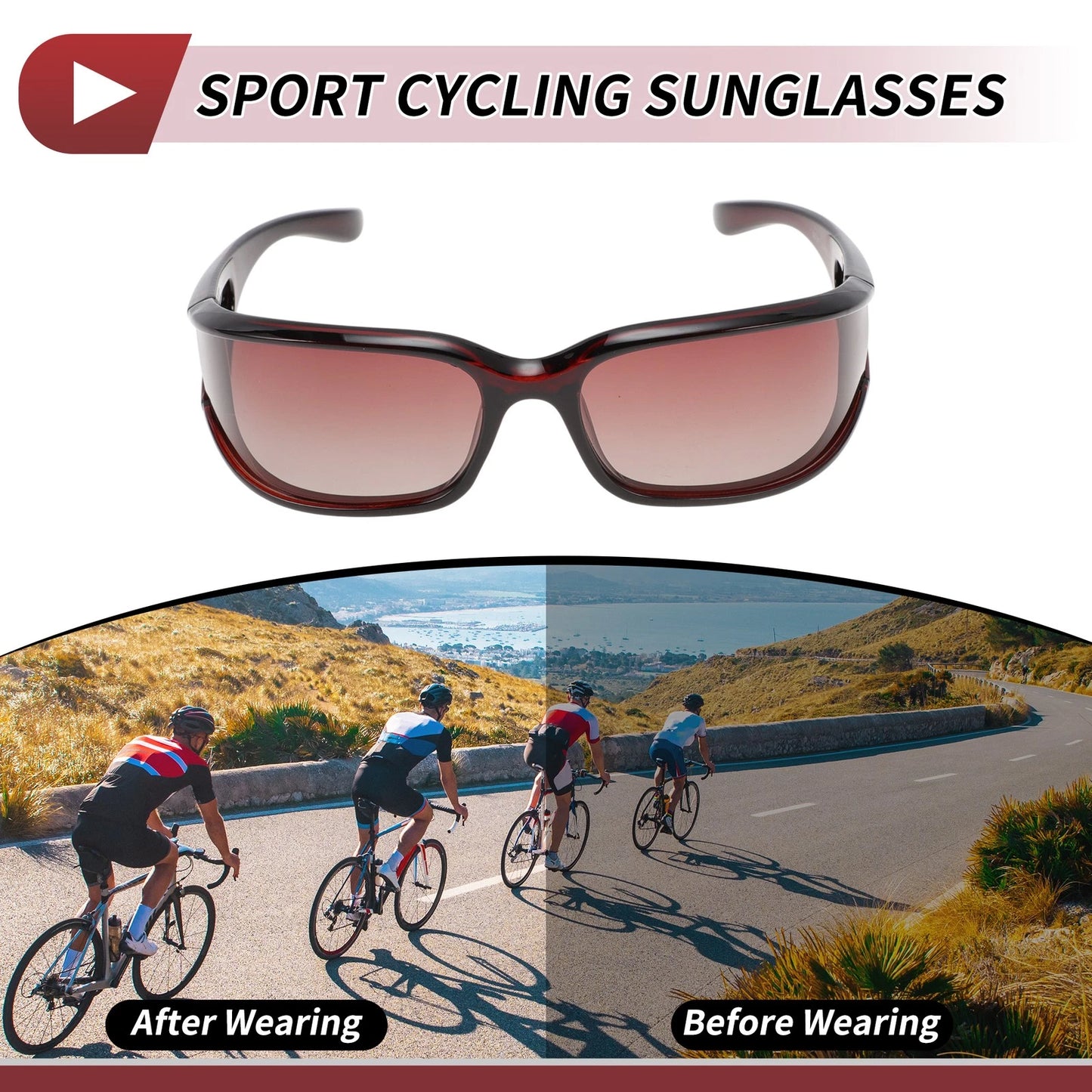1 Pc Motorcycle Riding Goggles Brown Lens Brown Frame for Cycling Sunglasses