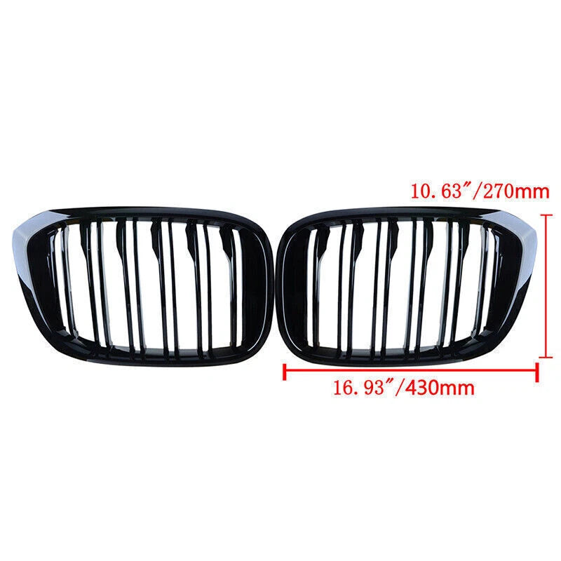 Front Hood Kidney Grille for BMW G01 X3 X3M G02 X4 2018-2021 Glossy Black