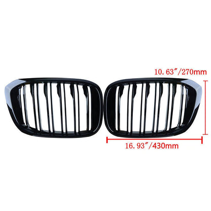 Front Hood Kidney Grille for BMW G01 X3 X3M G02 X4 2018-2021 Glossy Black
