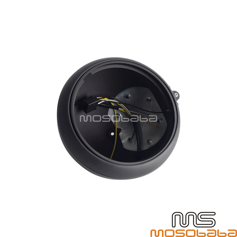 7" Black Round Headlight Housing for Harley Chopper