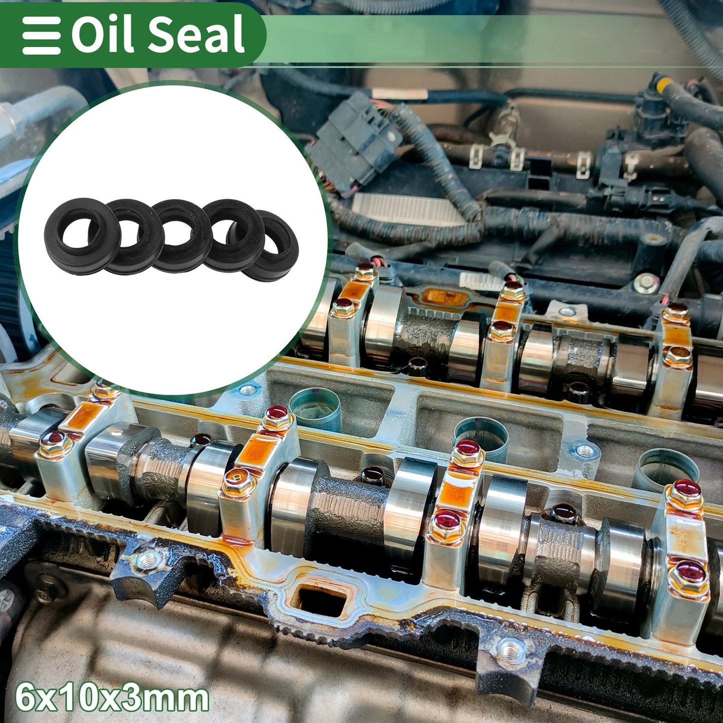 Oil Seal 6x10x3mm NBR Rubber Black 5 Pcs for Make Model