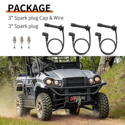 Ignition Spark Plug Wire Kit for Kawasaki Mule PROFX PROFXT PROFXR (2015–2023)