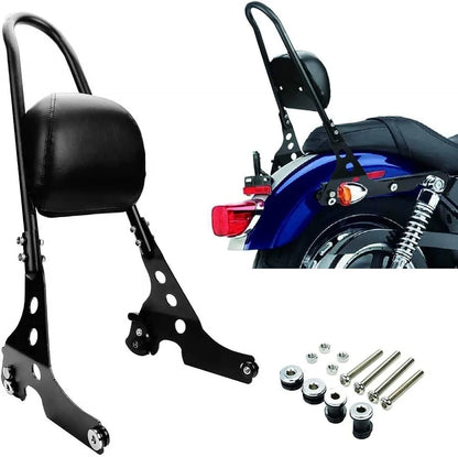 Black Passenger Backrest Sissy Bar Cushion Pad for Harley Sportster XL883 XL1200