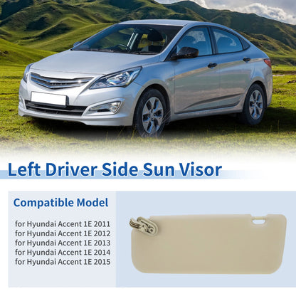Left Side Sun Visor for Hyundai Accent 2011-2015 Beige 1 x Pcs