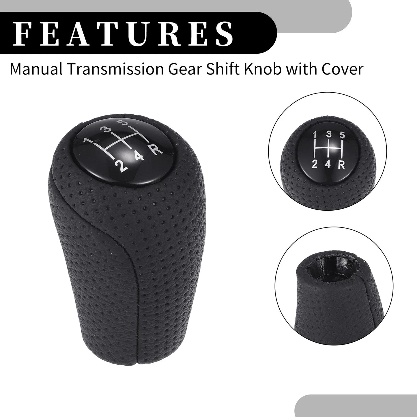 5 Speed Manual Gear Shift Knob for Mazda 626 (1993-2002) Black Plastic Leather