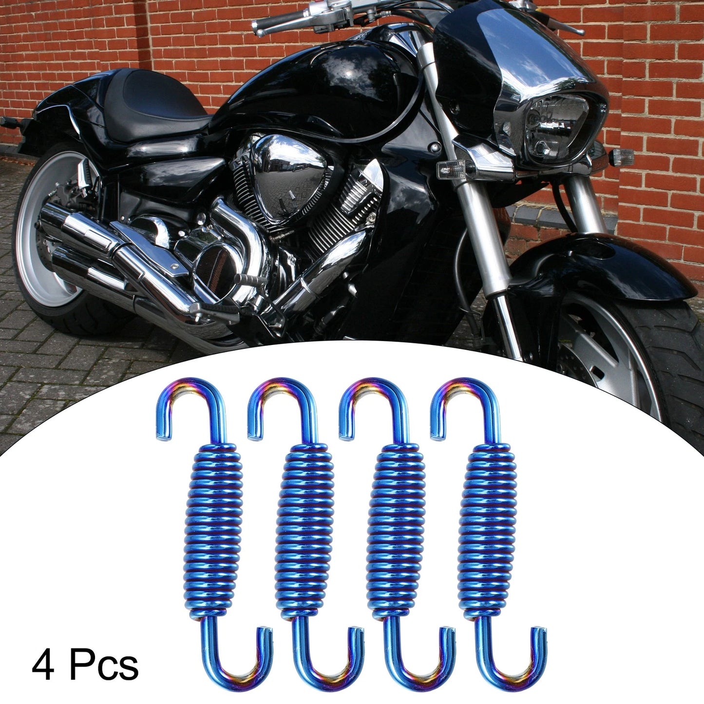 4 x 55mm Exhaust Pipe Spring Stainless Steel Blue for Motorcycle